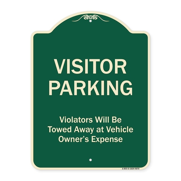 Designer Series-Visitor Parking Violators Will Be Towed Away Vehicle Owner, 24" x 18", G-1824-9870